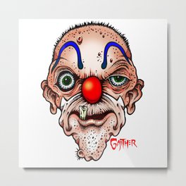 Clown with one tooth Metal Print | Digitalcolor, Evilclown, Rednose, Drawing, Ink Pen 