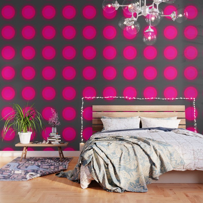 Hot Pink & Gray Focal Point Wallpaper
