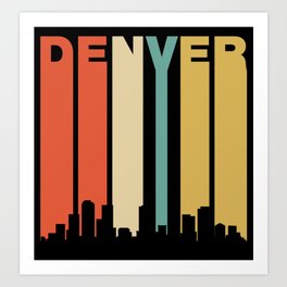 Retro Denver Colorado Cityscape Downtown Skyline Art Print