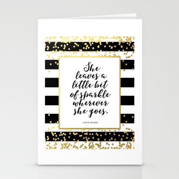 Inspirational Quote She Leaves A Little Sparkle Wherever She Goes Hustle Quote Print Kate Spade  Stationery Cards