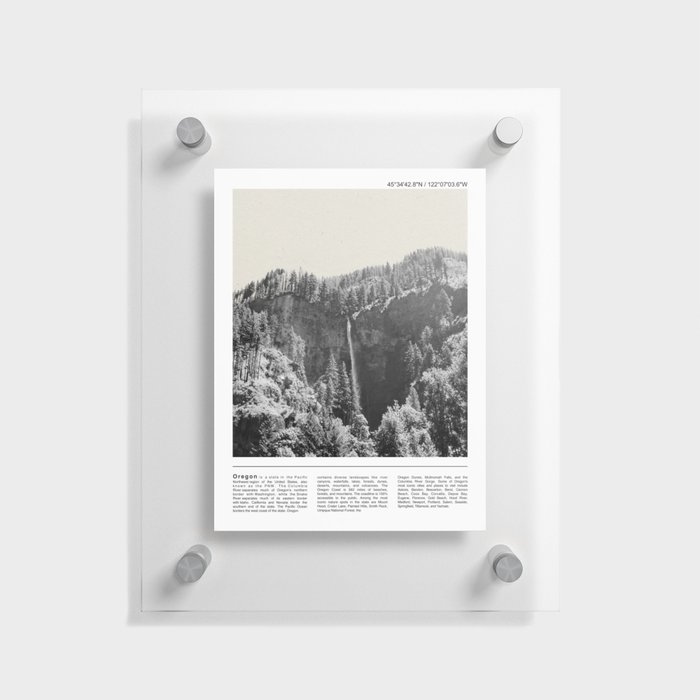 Multnomah Falls From a Distance | Travel Photography Minimalism | Black and White Floating Acrylic Print