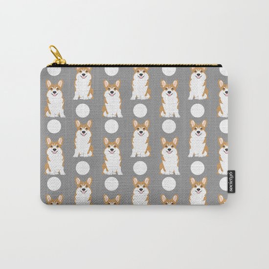 Corgi polka dot pattern grey cute corgi dog for dog people Carry-All Pouch