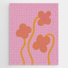 Floral Nostalgia in Pink and Orange Jigsaw Puzzle