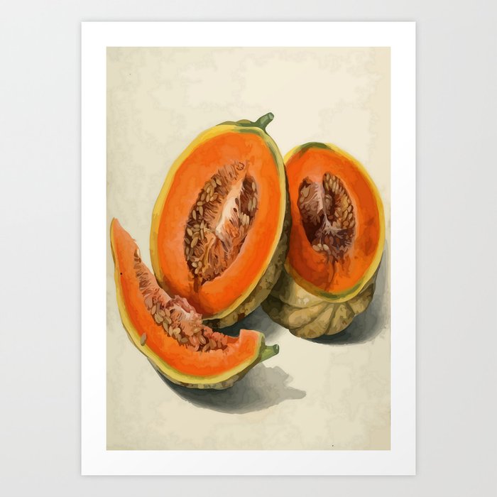 Vintage Vector Style Thanksgiving Pumpkin Slices Art Print