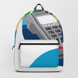 Hand Swiping Credit Card on POS Terminal Retro Backpack
