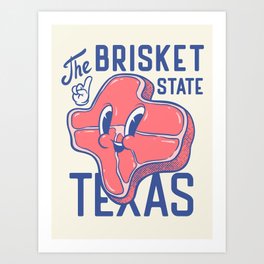 Texas Brisket - The Brisket State | Mid-Century Retro Cartoon Mascot Art Print