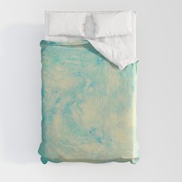 Turquoise and Cream Powder Splash Liquid Swirl Abstract Artwork Duvet Cover