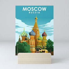 Moscow Russia Vintage Minimal Travel Poster Mini Art Print