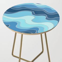 Abstract Ocean Blue Waves Pattern Side Table