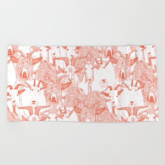 just goats flame orange Beach Towel