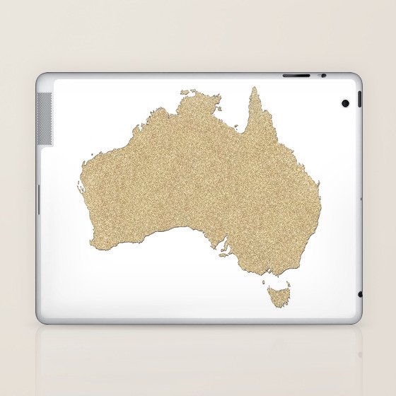 Map of Australia in gold glitter Laptop & iPad Skin by