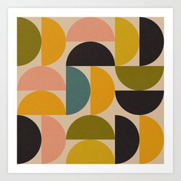 abstract mid mod half circles Art Print
