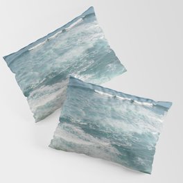 Atlantic Ocean Waves Photo | Blue Sea Water in Portugal Art Print | Praia da Cordoama Travel Photography  Pillow Sham