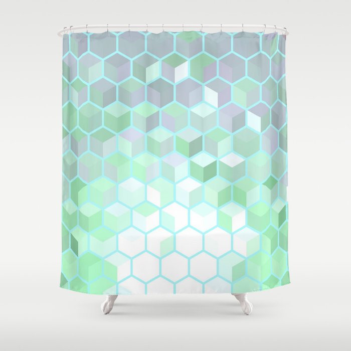 Hexagon Cube Tiles 64 Shower Curtain