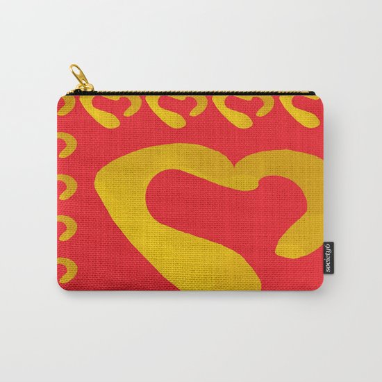 Gold Hearts on Red Carry-All Pouch