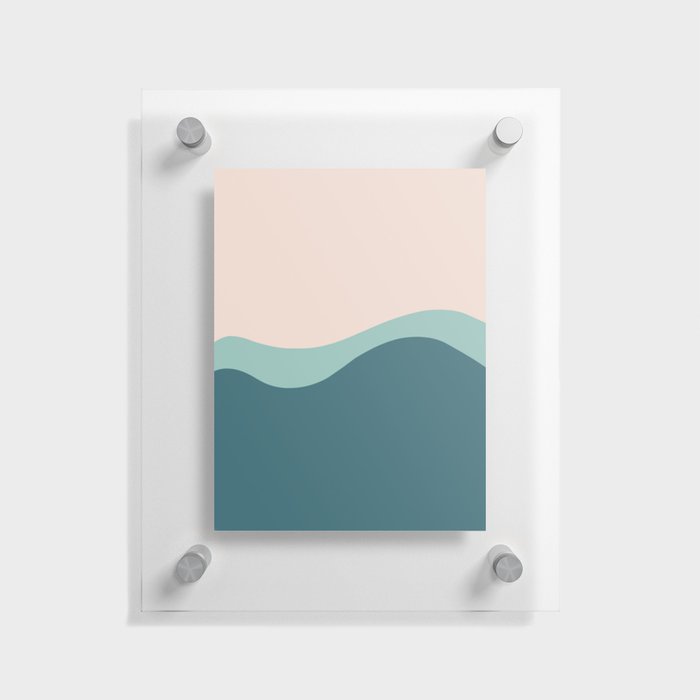 Wavy Minimalist Abstract in Peach and Teal Floating Acrylic Print