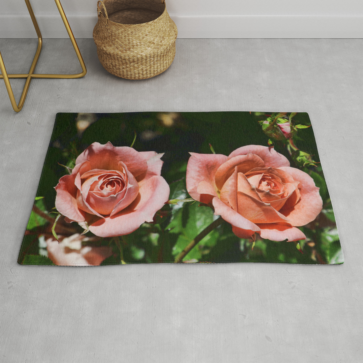 Peach Patio Roses Rug By Avrilharris Society6
