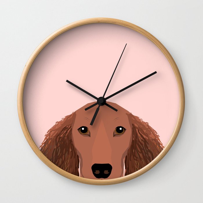 Long Haired dachshund doxie must have gifts red coat color unique dog breed gift ideas Wall Clock