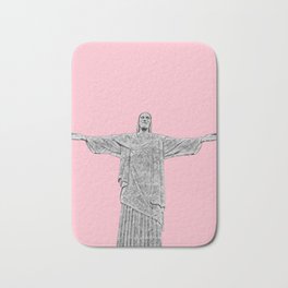 Christ Redeemer Rio de Janeiro - Art Bath Mat | Pop Art, Destination, Pastel, Cristo, Graphicdesign, Rio, Brazil, Popart, Cristoredentor, Pink 