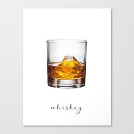 Whiskey Cocktail Painting | Watercolor Bar Art Canvas Print