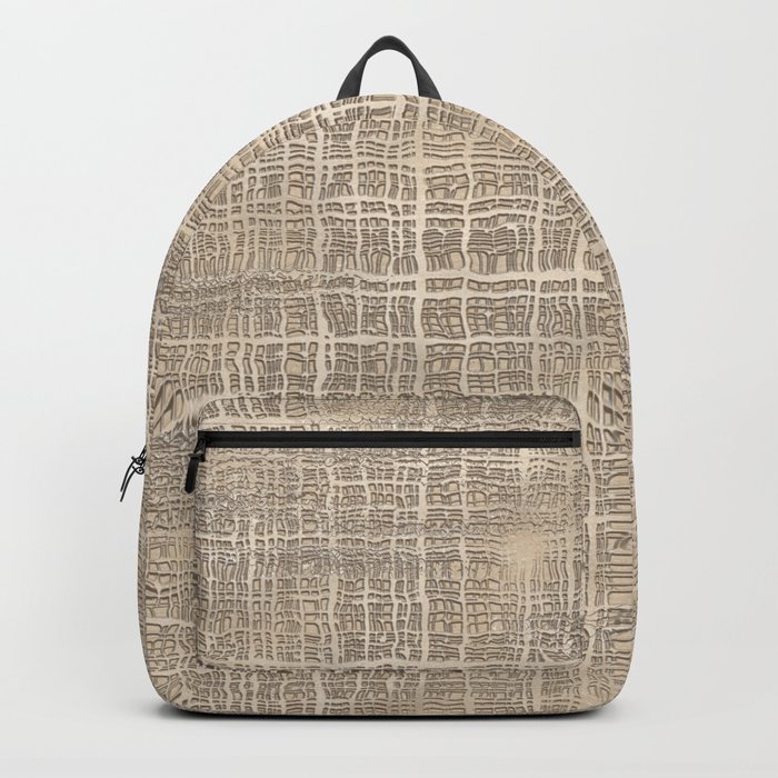 Beige Taupe Brown Jute Burlap Textile Pattern Backpack