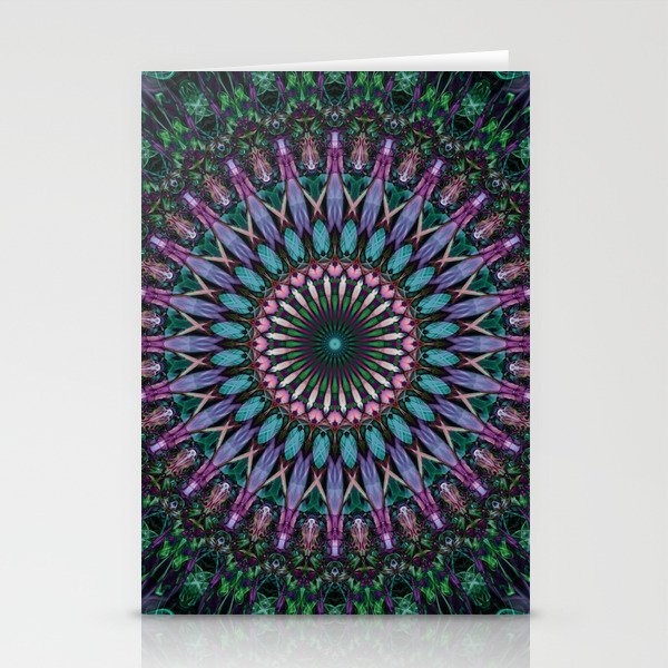 Blue,green and pink mandala Stationery Cards