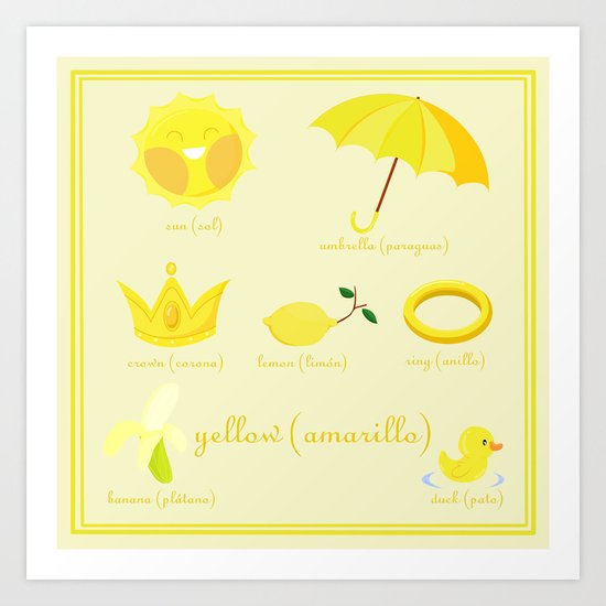 Colors: yellow (Los colores: amarillo) Art Print