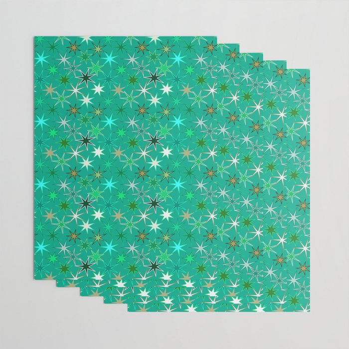 Japanese Leaf Print, Emerald and Lime Green Wrapping Paper by mm gladden