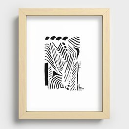 Abstract Ethno Pattern Black and White Recessed Framed Print