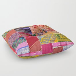Boho Sari Patchwork Quilt Floor Pillow