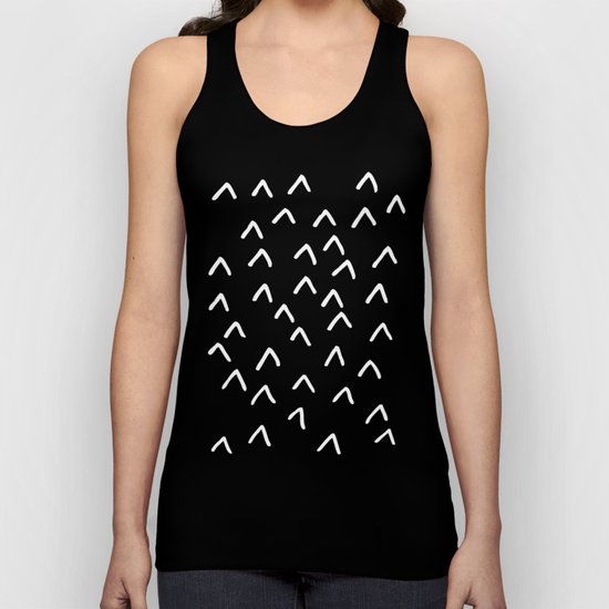 Black and White Minimalist Arrow Mountain Pattern Unisex Tank Top