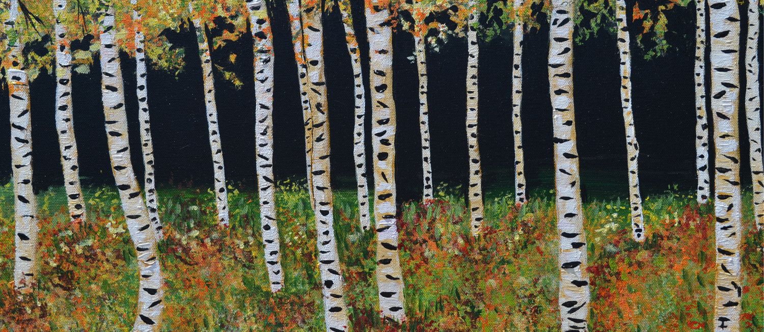Aspen Birch Trees Landscape Painting Autumn Colors Rustic Home
