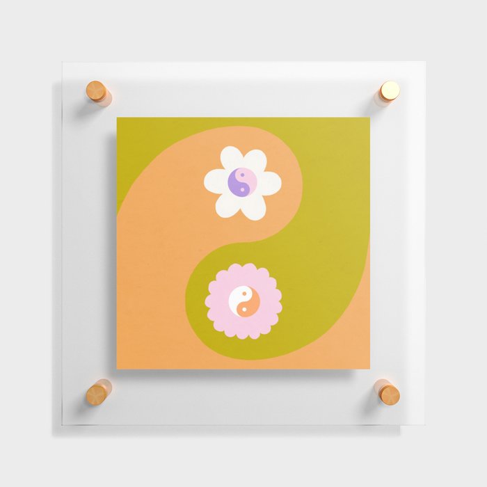 Duo floral yin yang abstract # matcha orange Floating Acrylic Print