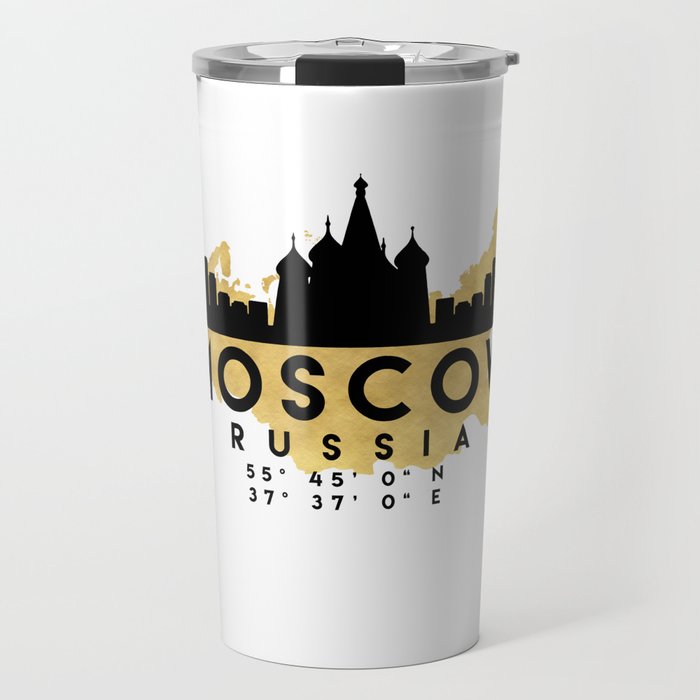 MOSCOW RUSSIA SILHOUETTE SKYLINE MAP ART Travel Mug