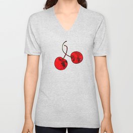 Two Red Cherries V Neck T Shirt