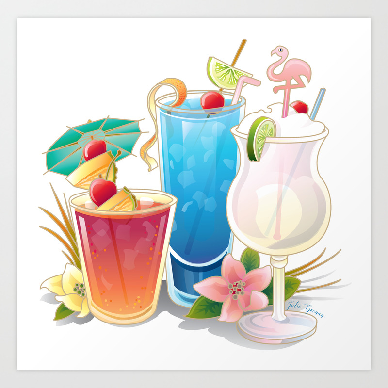 Tropical Drinks 3 Art Print By Julistyle Society6
