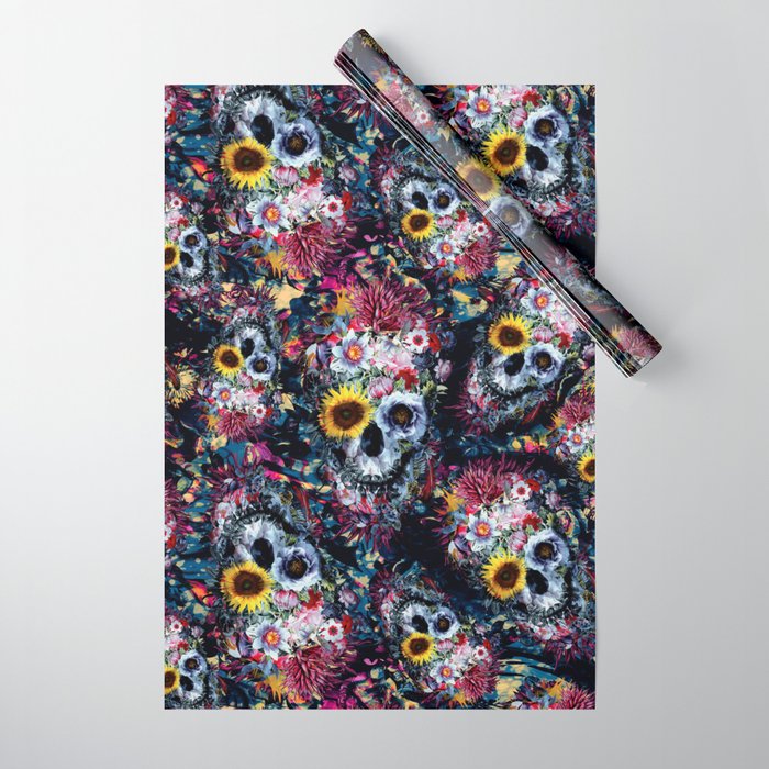 Floral Skulls Wrapping Paper