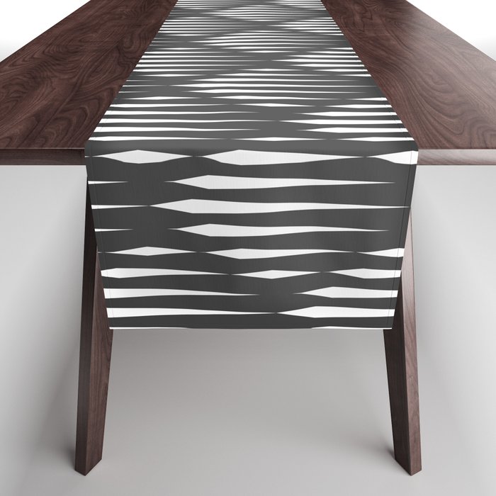 Dark Grey and White Abstract Pattern Table Runner