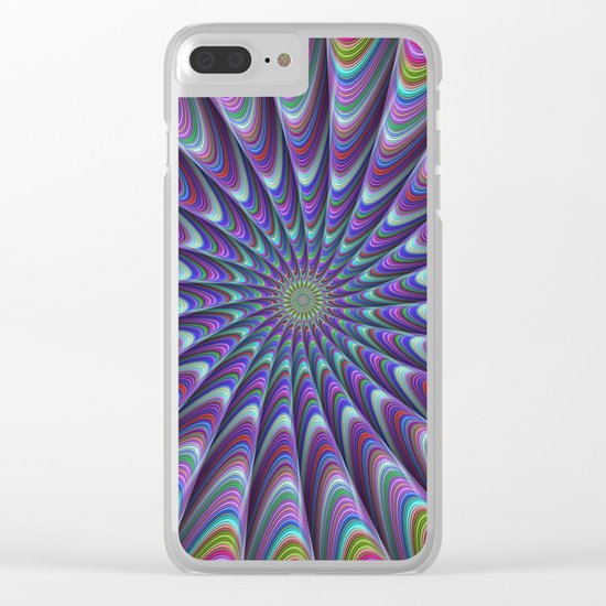 Twisted fractal sun Clear iPhone Case
