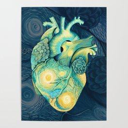 Anatomical Human Heart - Starry Night Inspired Poster