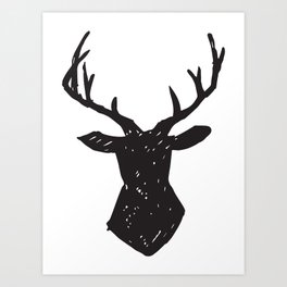 Woodland - Deer Antlers Art Print | Vector, Illustration, Animal, Black and White 