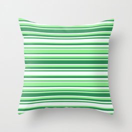 [ Thumbnail: Light Green, Sea Green & Mint Cream Colored Striped Pattern Throw Pillow ]