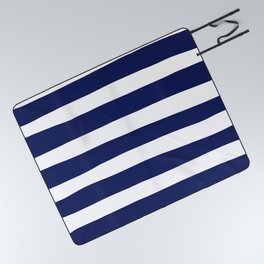 Uneven Stripes - Blue and White Picnic Blanket