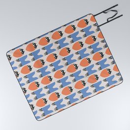 Organic Orange and blue repeat pattern Picnic Blanket