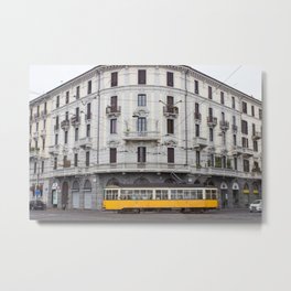 Milan Yellow Street Car Metal Print | Digital Manipulation, Yellowstreetcar, Color, Publictransitart, Cityphotography, Yellowcablecar, Milantrain, Italycablecar, Italyphotography, Yellowtrain 