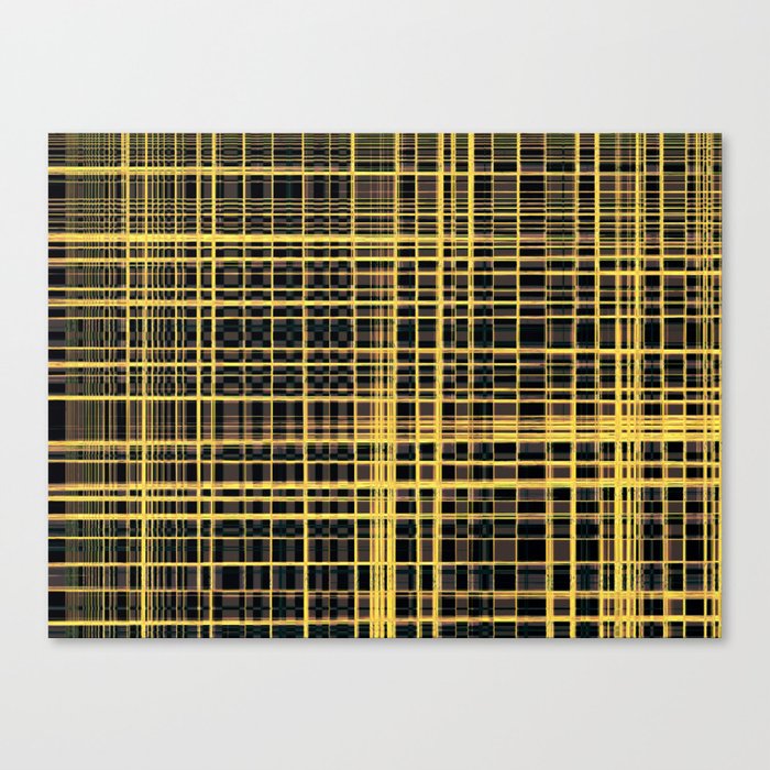 Yellow And Brown Check Optical illusion Pattern Canvas Print