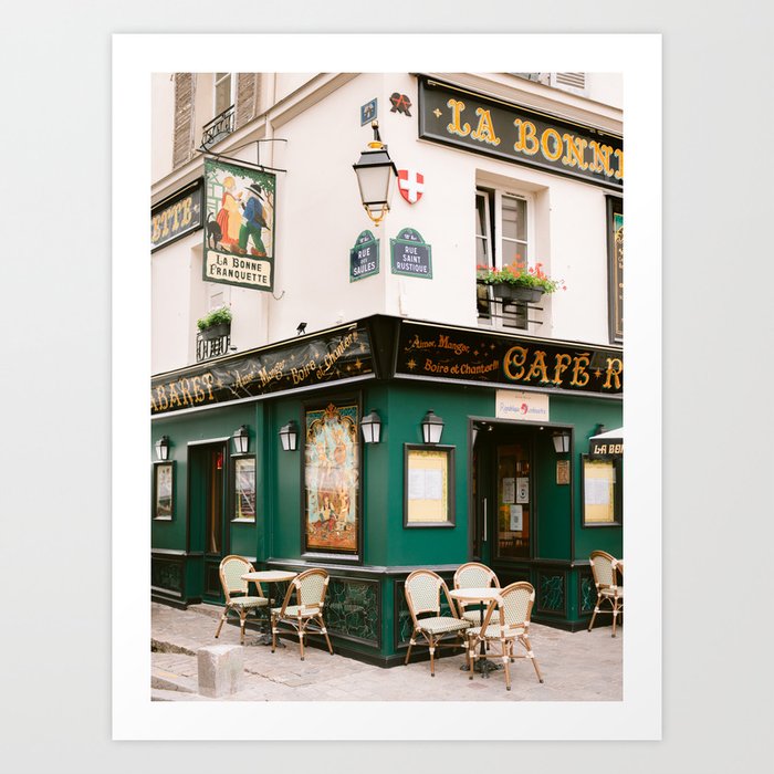 Cafe la Bonne Franquette | Montmartre Paris France travel photography Art Print