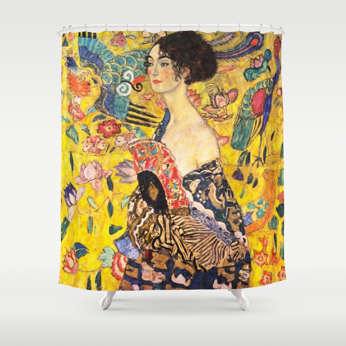 Gustav Klimt "Dame mit Fächer" Shower Curtain