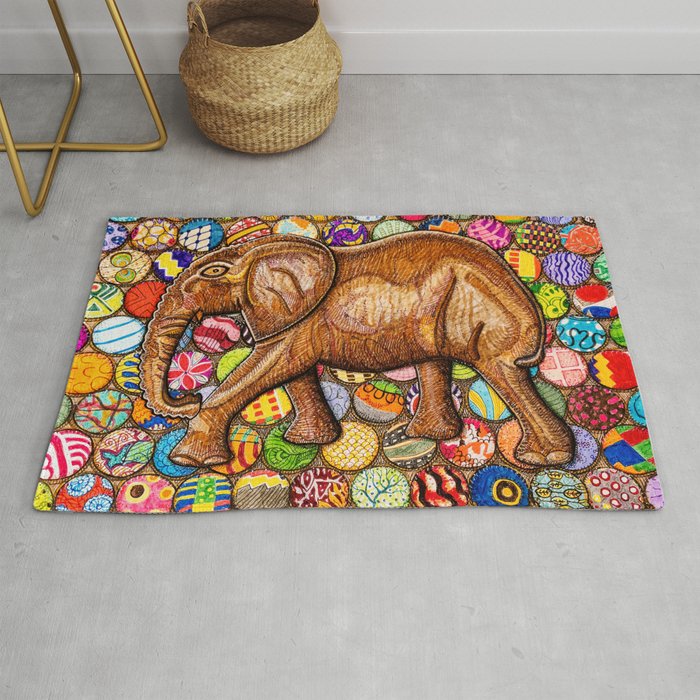 To Lead Is to Serve: Carved Elephant Rug