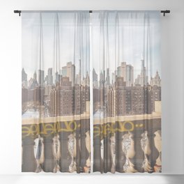 View of New York City | Manhattan Bridge | Travel Photography Sheer Curtain